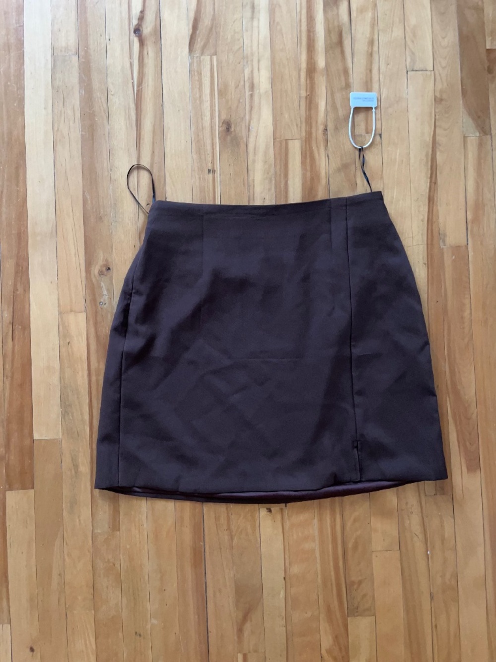 A-line notch mini skirt in brown by Cider - Large